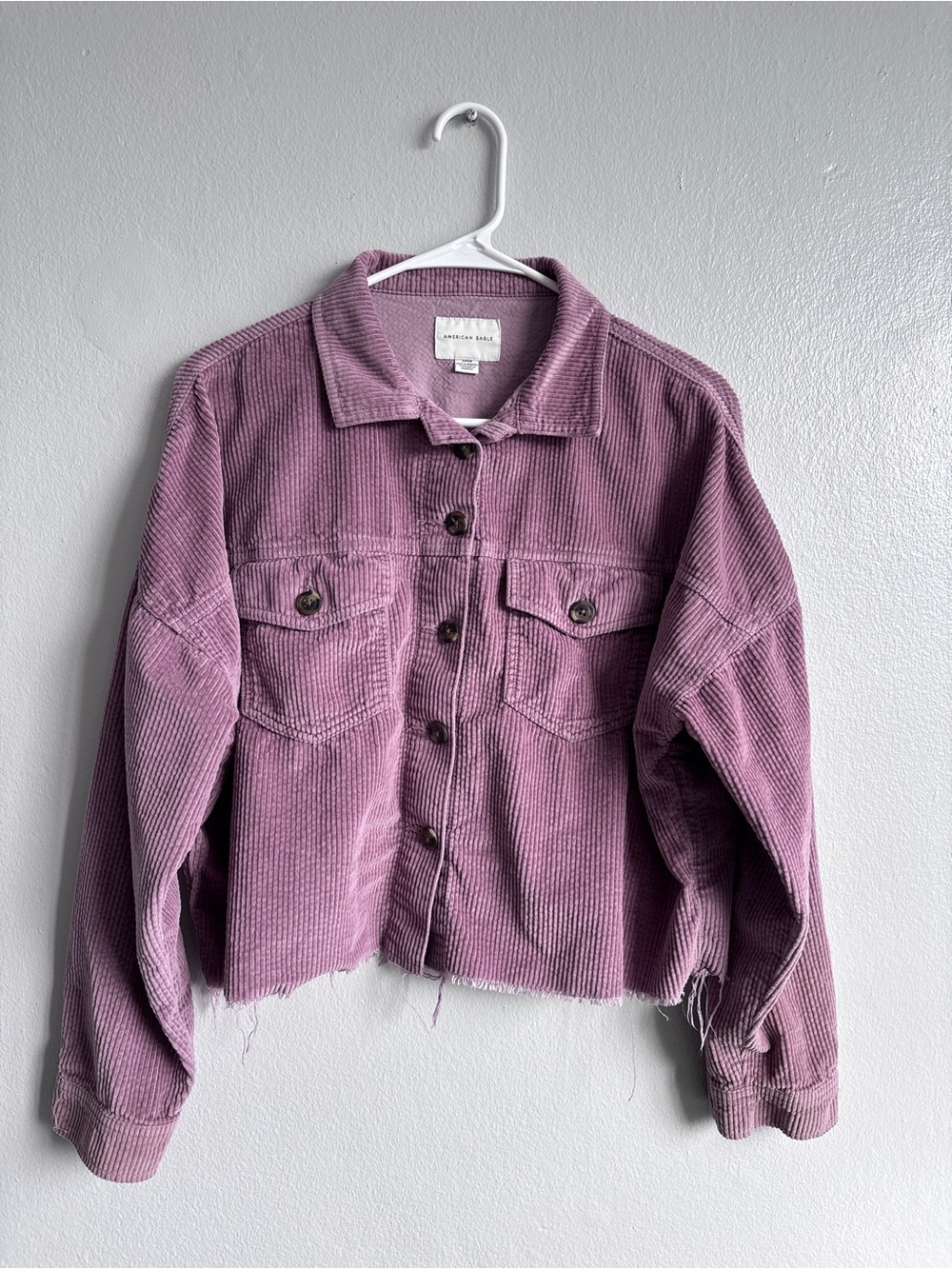 American Eagle Lilac Corduroy Cropped Jacket